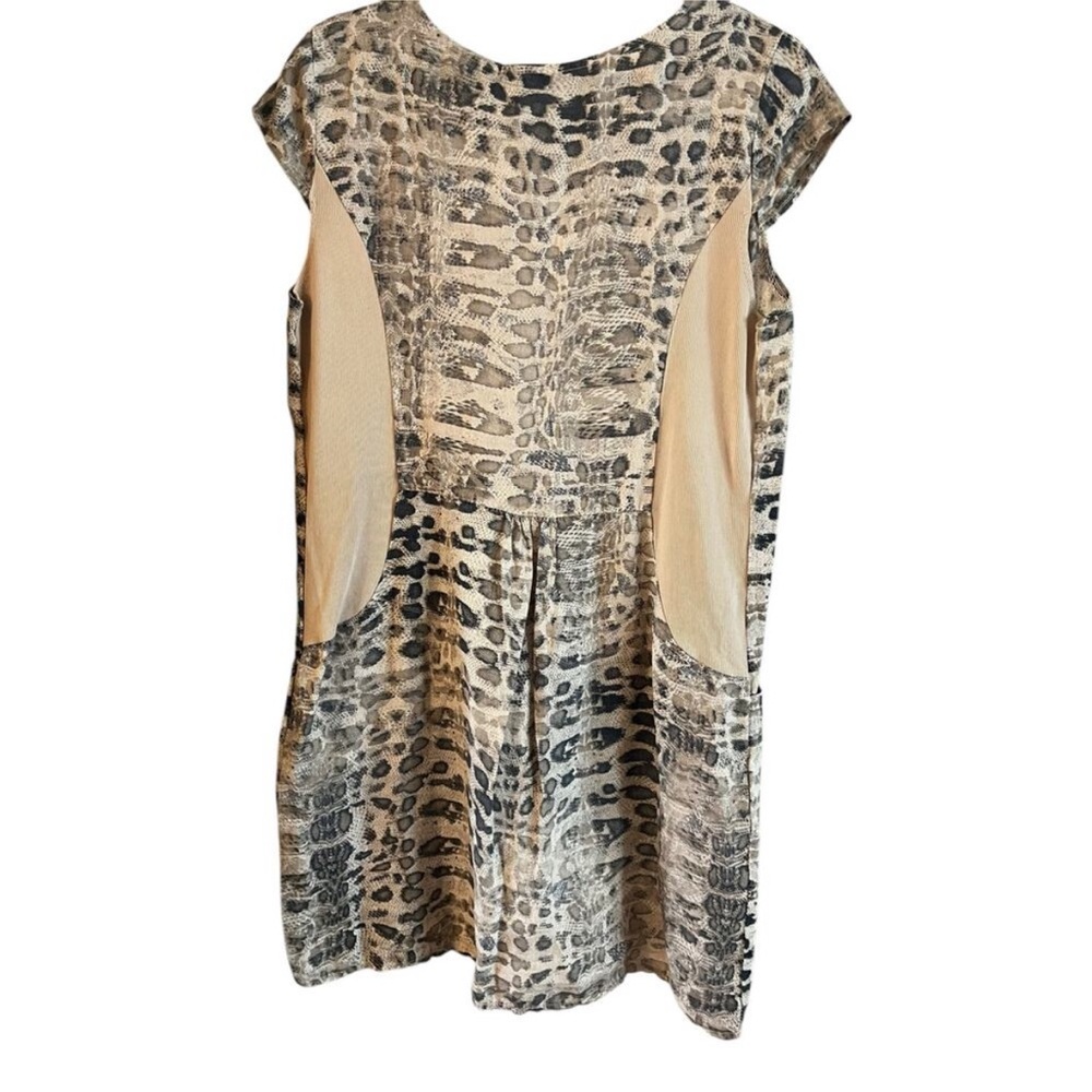 🇮🇹XL Lungo L’arno Women’s 100% Linen Dress Snake Print Pockets Cap Sleeve Italy - Picture 4 of 7